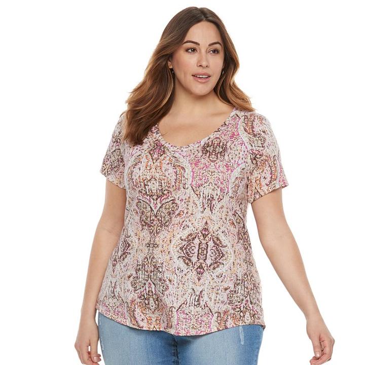 Plus Size Sonoma Goods For Life&trade; Essential V-neck Tee, Women's, Size: 2xl, Brt Pink