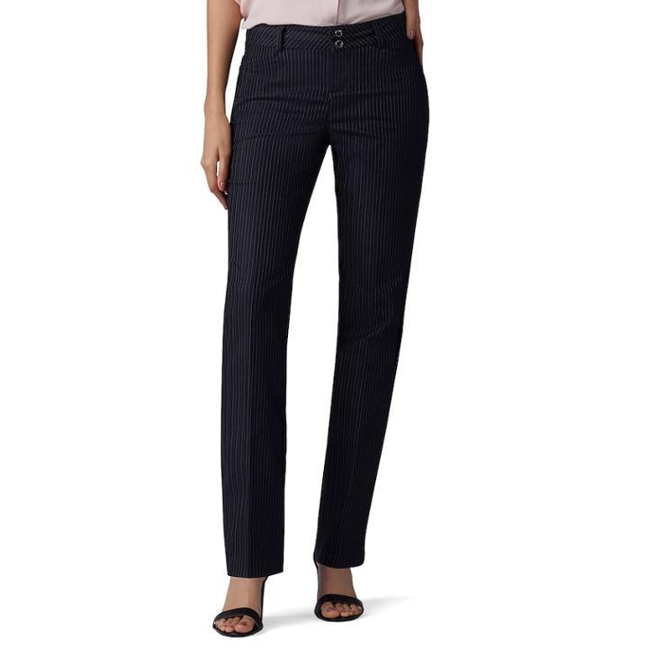 Women's Lee Secretly Shapes Twill Straight-leg Pants, Size: 6 Avg/reg, Black