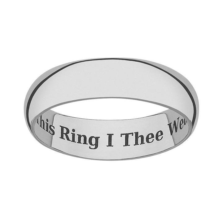 Sweet Sentiments Sterling Silver Wedding Ring, Women's, Size: 10, Grey