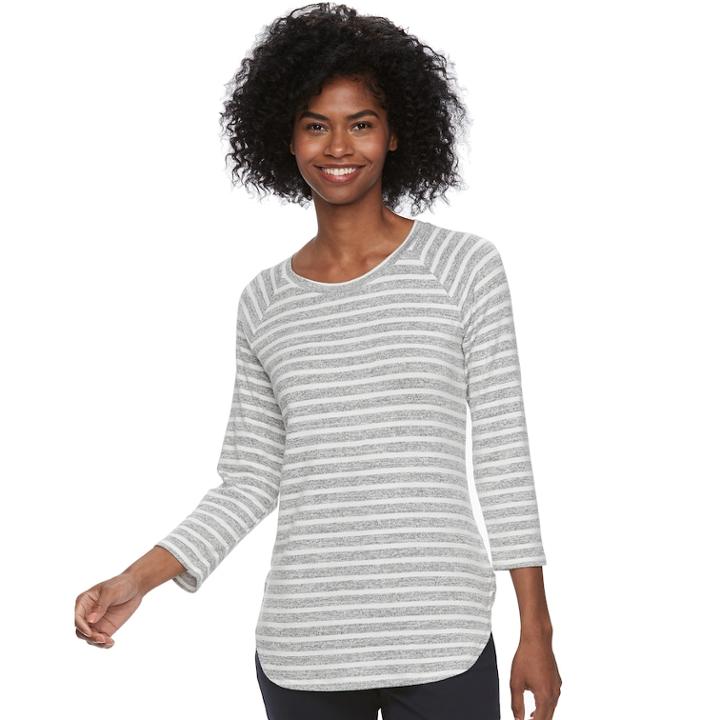 Petite Sonoma Goods For Life&trade; Raglan Crewneck Tunic, Women's, Size: L Petite, Silver