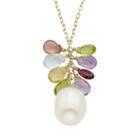 Freshwater Cultured Pearl & Gemstone 14k Gold Cluster Pendant Necklace, Women's, Size: 17, Multicolor