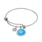 Love This Life I'd Be Lost Without You Compass Charm Bangle Bracelet, Women's, Blue