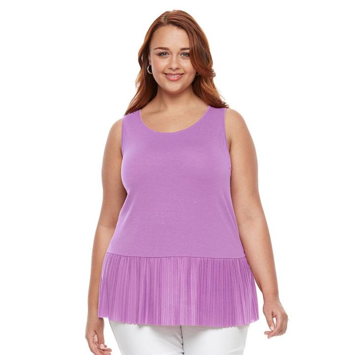 Plus Size Apt. 9® Pleated Peplum Tank Top, Women's, Size: 1xl, Lt Purple