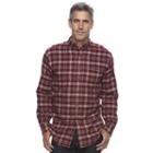 Men's Croft & Barrow&reg; True Comfort Plaid Classic-fit Flannel Button-down Shirt, Size: Xl, Dark Red