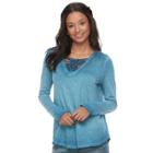 Juniors' Mudd&reg; Macrame Long Sleeve Tee, Teens, Size: Small, Blue