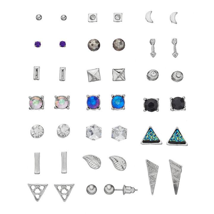 Mudd&reg; Triangular, Arrow & Leaf Nickel Free Stud Earring Set, Women's, Multicolor