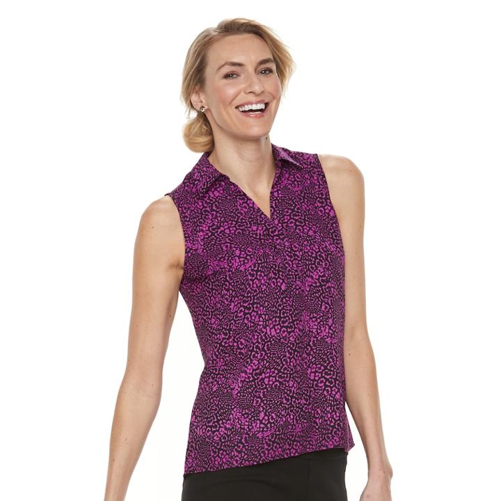 Women's Dana Buchman Sleeveless Splitneck Top, Size: Xl, Dark Pink