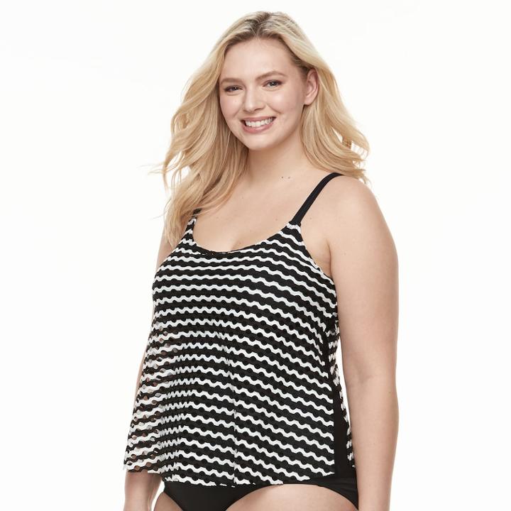 Plus Size Croft & Barrow&reg; Printed Crochet Tankini Top, Women's, Size: 18 W, Oxford