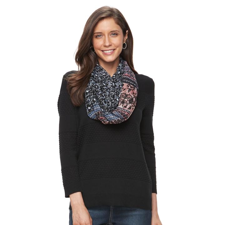 Women's Croft & Barrow&reg; Textured Sweater & Scarf, Size: Xl, Black