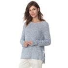 Women's Chaps Marled Embellished Crewneck Sweater, Size: Medium, Blue