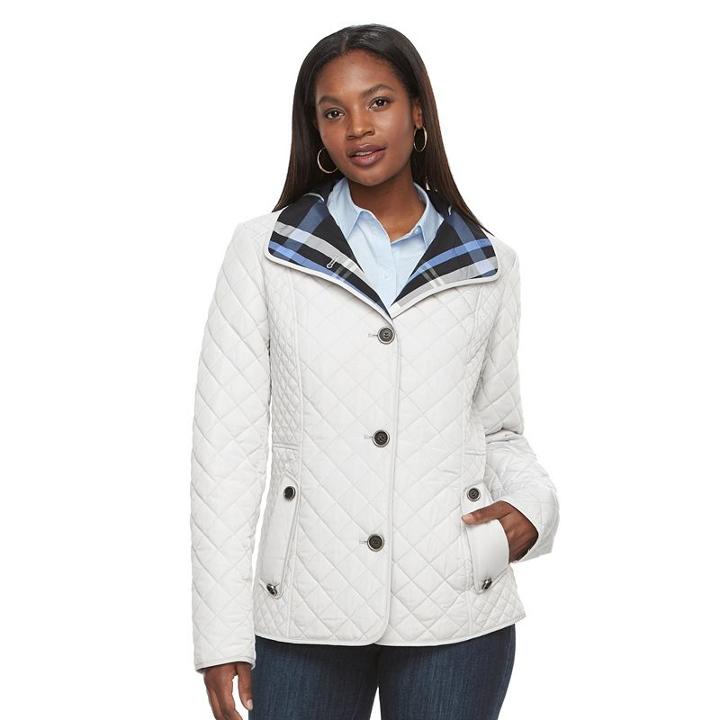 Women's Gallery Quilted Button-front Barn Jacket, Size: Medium, White
