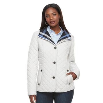 Women's Gallery Quilted Button-front Barn Jacket, Size: Medium, White