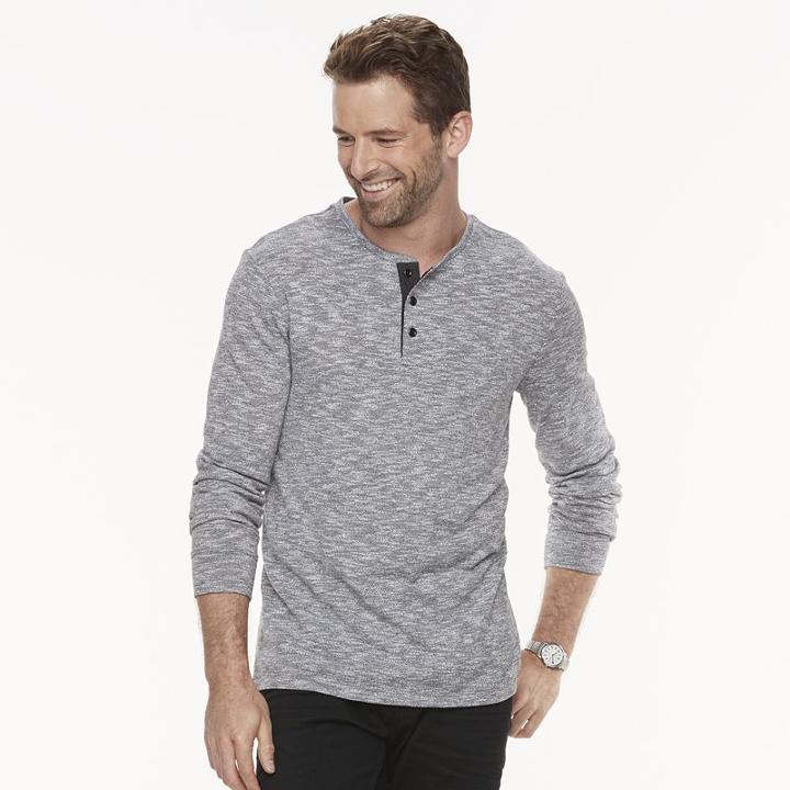 Men's Marc Anthony Slim-fit Slubbed Henley, Size: Large, Med Grey