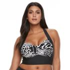 Plus Size Beach Scene Printed Longline Halterkini Top, Women's, Size: 20 W, Multicolor