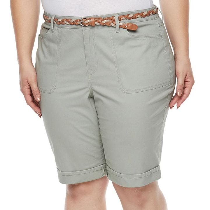 Plus Size Gloria Vanderbilt Rachel Twill Bermuda Shorts, Women's, Size: 24 W, Lt Green