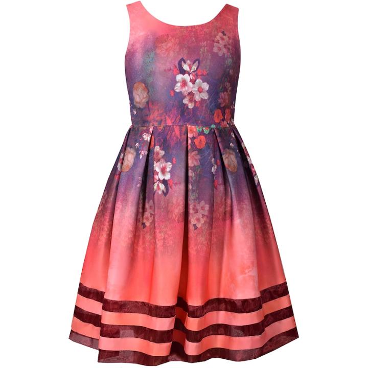 Girls 7-16 Bonnie Jean Floral Scuba Dress, Size: 12, Red