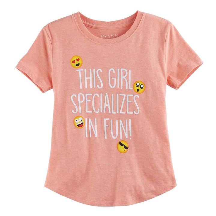 Girls 7-16 This Girl Specializes In Fun Graphic Tee, Size: Medium, Drk Orange