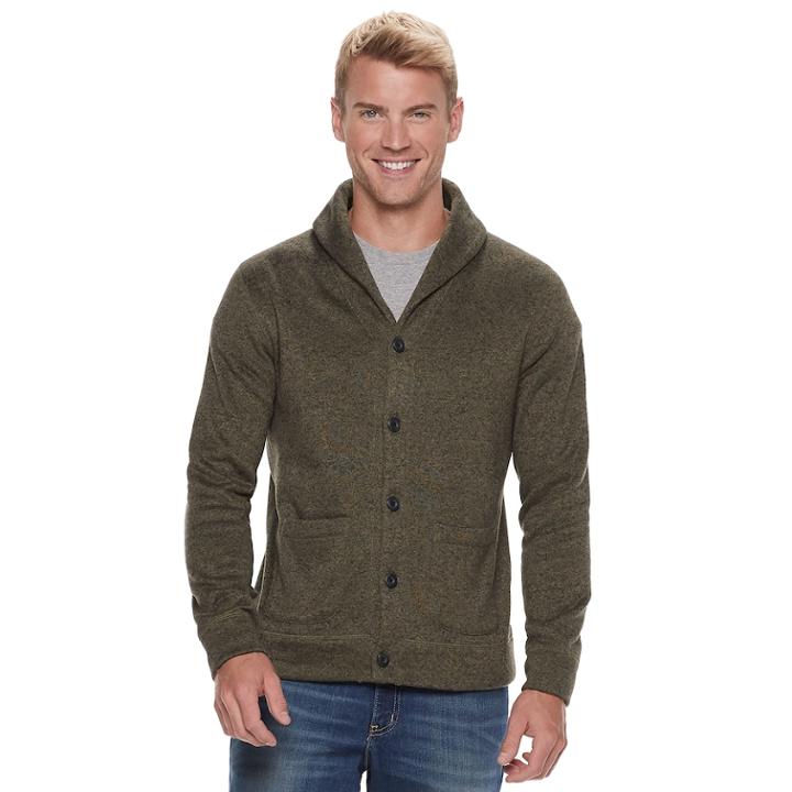 Men's Sonoma Goods For Life&trade; Supersoft Modern-fit Sweater Fleece Shawl-collar Cardigan, Size: Large, Med Brown