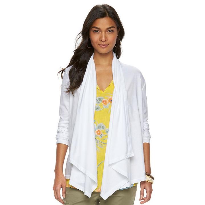 Women's Chaps Solid Open-front Cardigan, Size: Xs, White