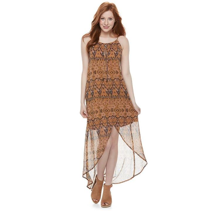 Juniors' Mason & Belle Print High-low Maxi Dress, Girl's, Size: Xl, Yellow Oth