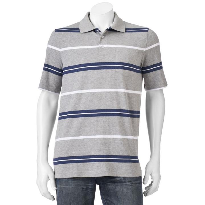 Big & Tall Croft & Barrow&reg; Signature Striped Polo, Men's, Size: 2xb, Med Grey