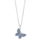 Hue Sterling Silver Crystal Butterfly Pendant Necklace, Women's, Size: 18, Blue