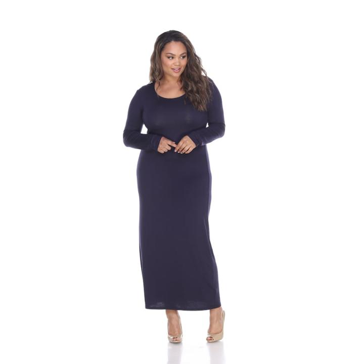 Plus Size White Mark Solid Maxi Dress, Women's, Size: 1xl, Blue (navy)