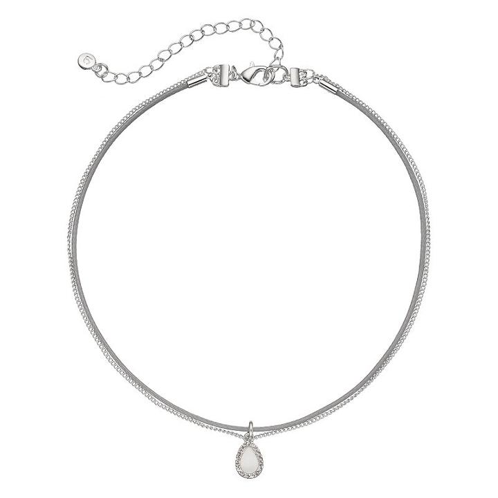 Lc Lauren Conrad Mother-of-pearl Teardrop Double Strand Choker Necklace, Women's, White Oth