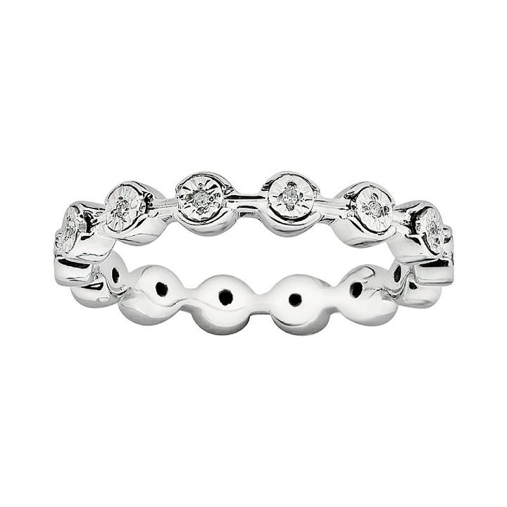 Stacks And Stones Sterling Silver Diamond Accent Stack Ring, Women's, Size: 9, White