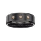 1/10 Carat T.w. Diamond Black Ceramic & 14k Gold Band - Men, Size: 8.50