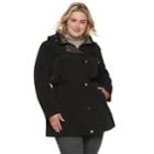 Plus Size Gallery Button Out Anorak Jacket, Women's, Size: 3xl, Black