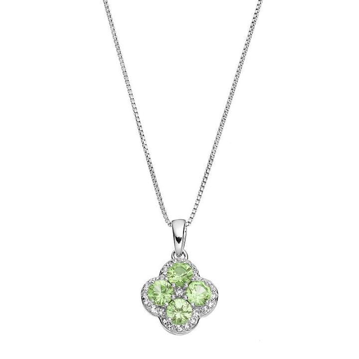 Sterling Silver Peridot & White Topaz Flower Pendant Necklace, Women's, Size: 18, Green