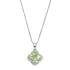 Sterling Silver Peridot & White Topaz Flower Pendant Necklace, Women's, Size: 18, Green
