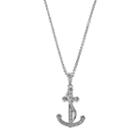 Delicate Diamonds Sterling Silver Anchor Pendant Necklace, Women's, Grey