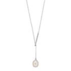 Sterling Silver Freshwater Cultured Pearl & Cubic Zirconia Lariat Necklace, Women's, White