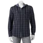 Big & Tall Rock & Republic Classic-fit Plaid Roll-tab Hooded Button-down Shirt, Men's, Size: L Tall, Black