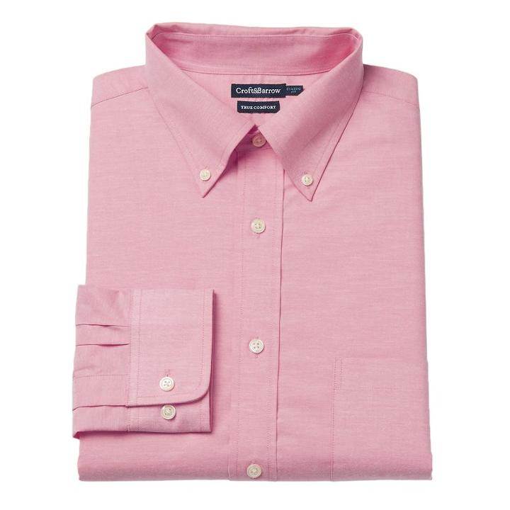 Big & Tall Croft & Barrow&reg; True Comfort Regular-fit Dress Shirt, Men's, Size: 18.5 34/5t, Light Pink