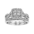 Simply Vera Vera Wang 14k White Gold 1/2 Carat T.w. Certified Diamond Square Halo Engagement Ring Set, Women's, Size: 5.50