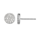 Cubic Zirconia Sterling Silver Disc Button Stud Earrings, Women's, Grey