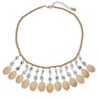 Chaps Two Tone Hammered Shaky Fringe Necklace, Women's, Multicolor