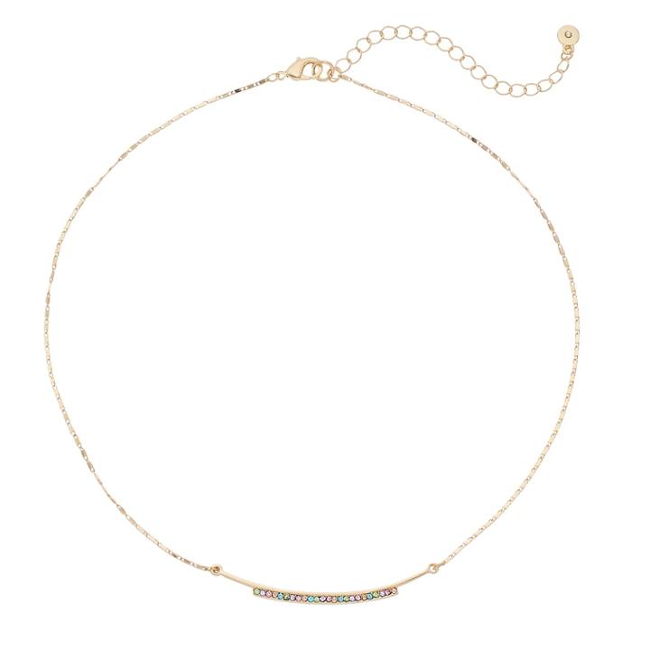 Lc Lauren Conrad Pave Bar Necklace, Women's, Multicolor