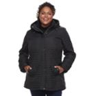 Plus Size Kc Collections Triangle Quilted Jacket, Women's, Size: 3xl, Black