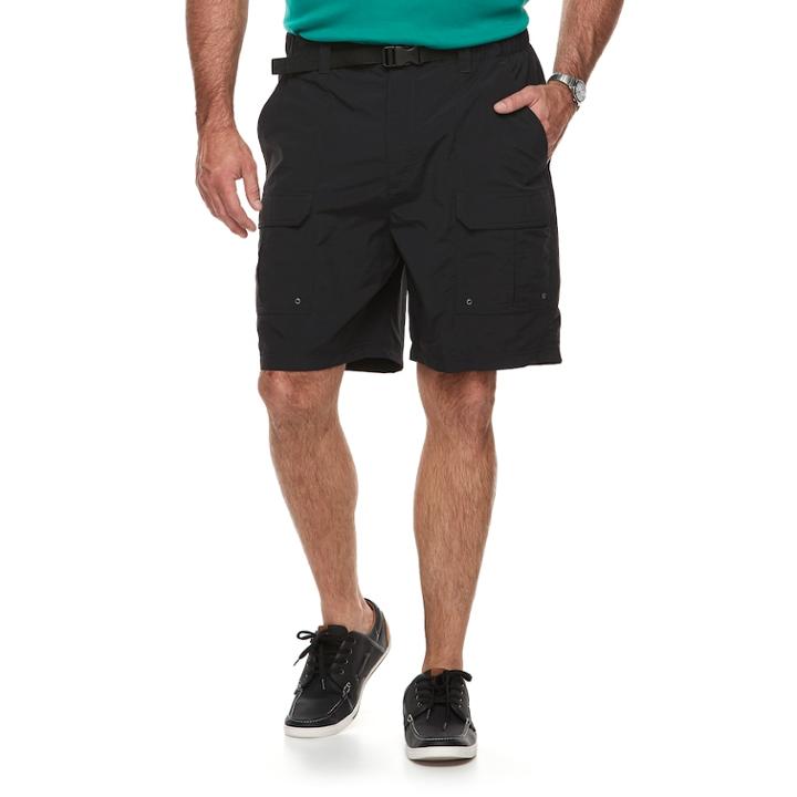Big & Tall Croft & Barrow® Outdoor Regular-fit Belted Performance Cargo Shorts, Men's, Size: 48, Black