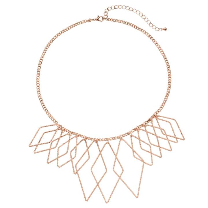 Diamond-shaped Nickel Free Graduated Link Necklace, Women's, Pink