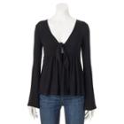 Juniors' Mudd&reg; Tie-front Bell Sleeve Top, Girl's, Size: Xs, Black