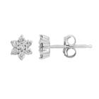 10k White Gold 1/5 Carat T.w. Diamond Flower Stud Earrings, Women's