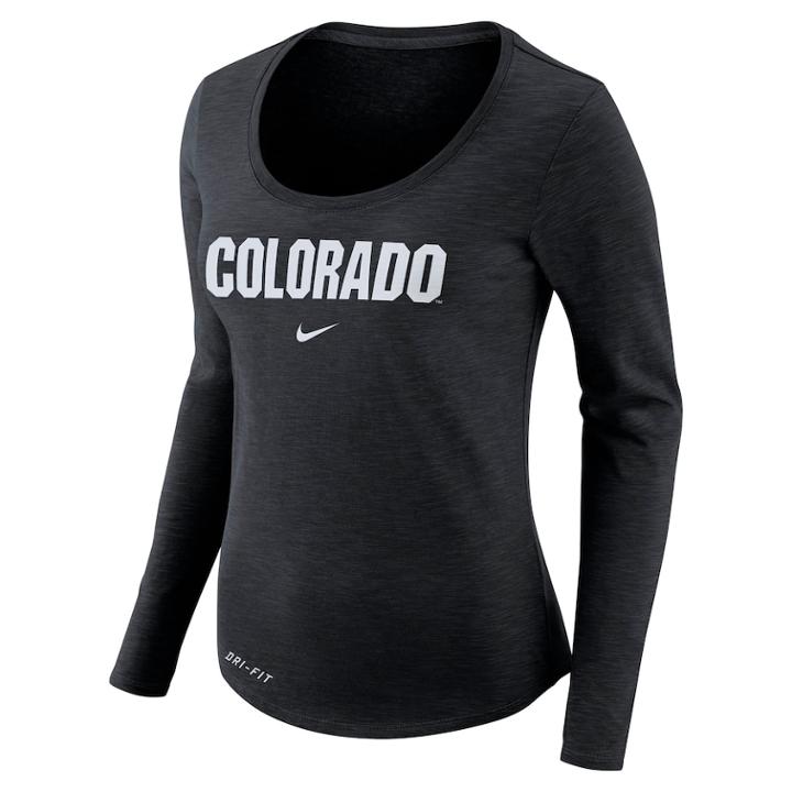 Women's Nike Colorado Buffaloes Slubbed Dri-fit Tee, Size: Xl, Black