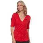 Women's Dana Buchman Printed Surplice Top, Size: Small, Med Red