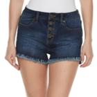 Juniors' Mudd&reg; High Waist Frayed Shortie Shorts, Girl's, Size: 9, Dark Blue