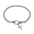 Dovetail Silver Plated Faith Hope Love Cubic Zirconia Tennis Bracelet, Women's, Size: 7.5, White